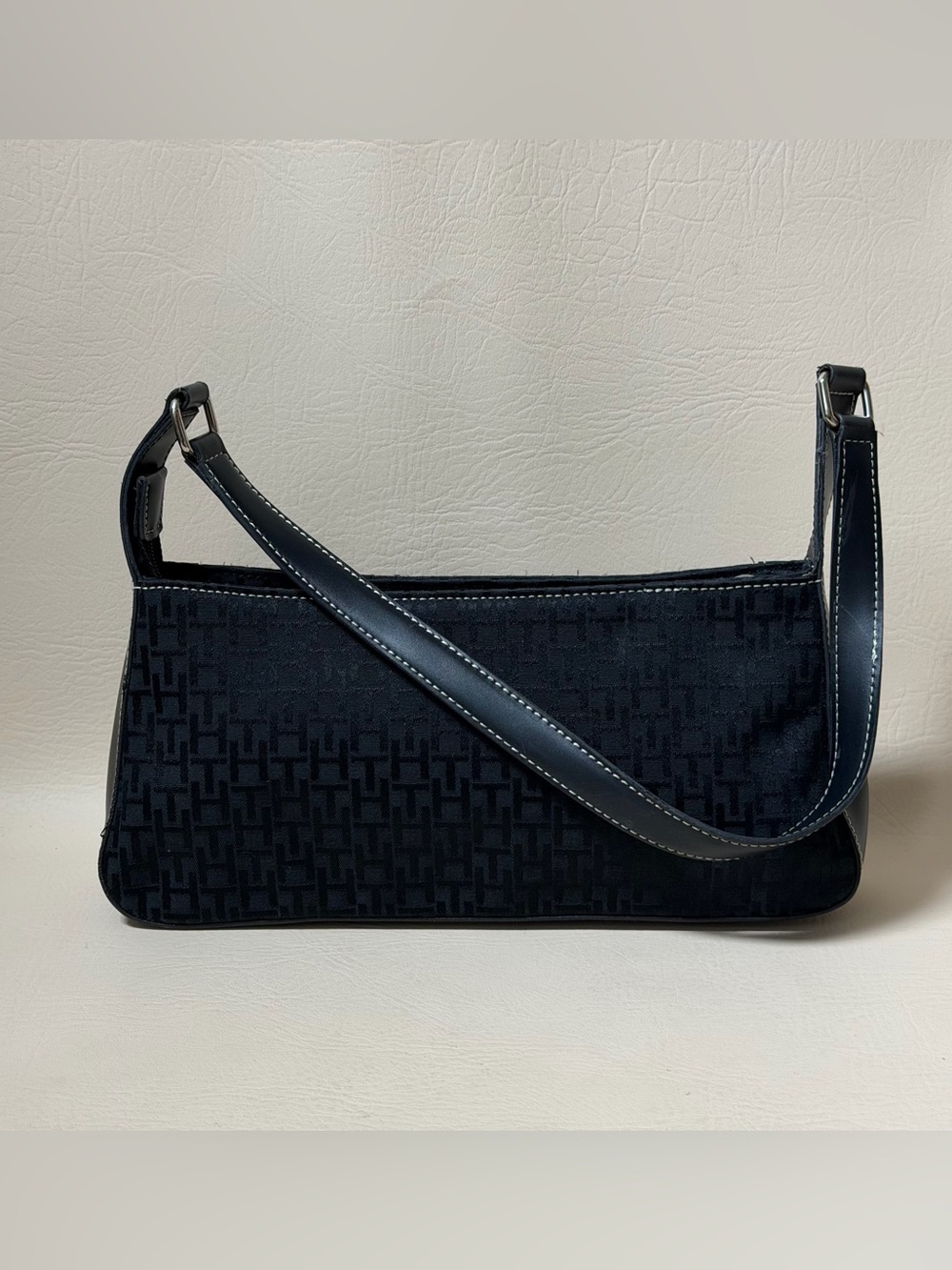 Vintage Tommy Hilfiger Black Monogram Shoulder Bag